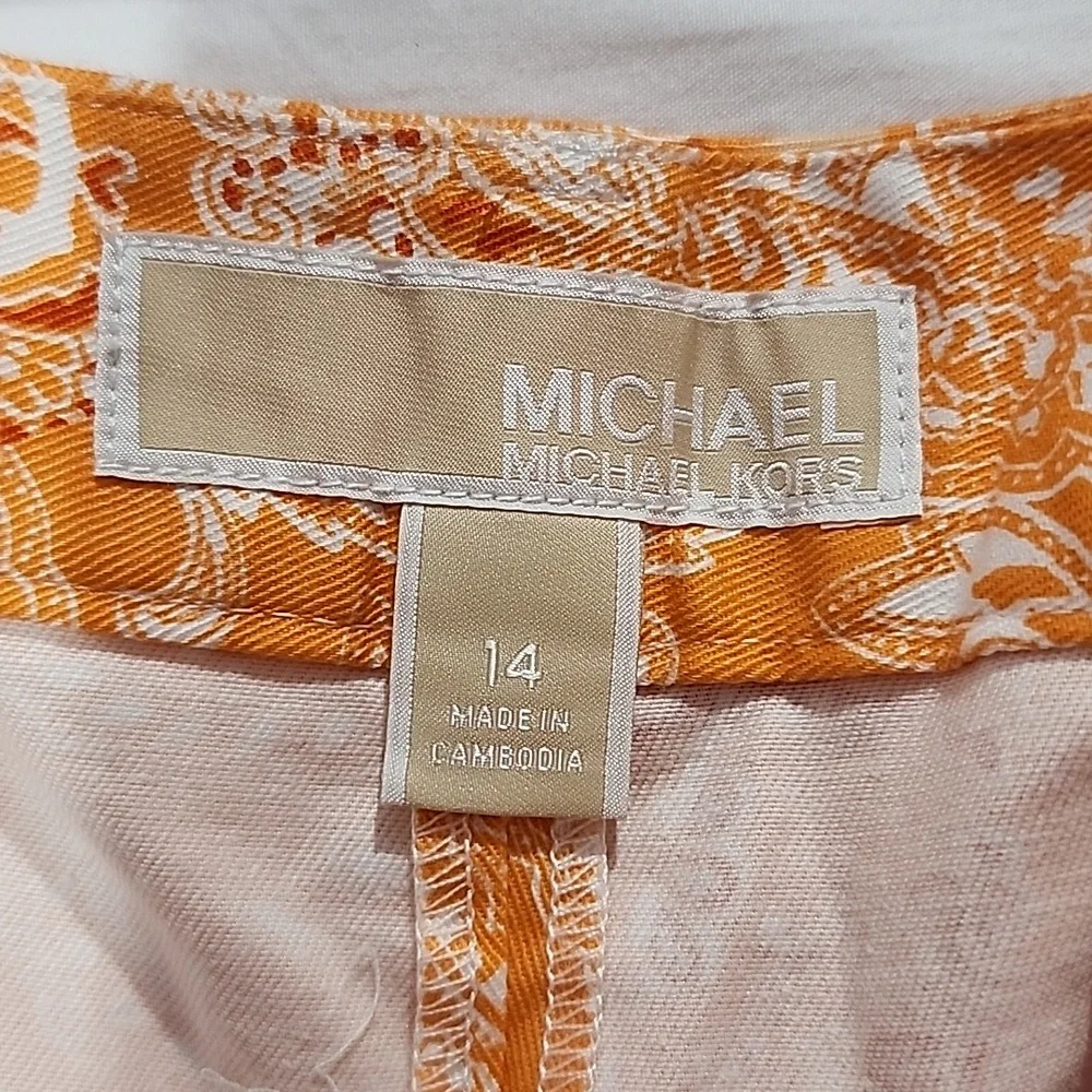 Michael Kors Size 14‎ paisley orange chino shorts Women's